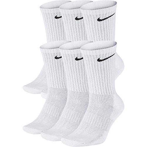 Nike Everyday Cushion Crew Socks, Unisex Nike Socks, White/Black, M (Pack of 6 Pairs of Socks)