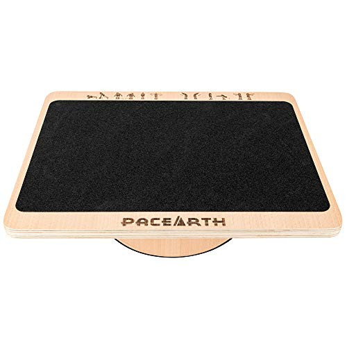 PACEARTH Professional Wooden Balance Board for Balance Training, Rocker Board for Under Desk, Anti Slip Roller, Core Strength, Stability, Wood Standing Desk Accessory, Office Wobble Boards (Primary)