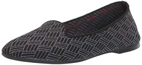 Skechers womens Cleo - Huntington Ballet Flat, Black/Charcoal, 6.5 US