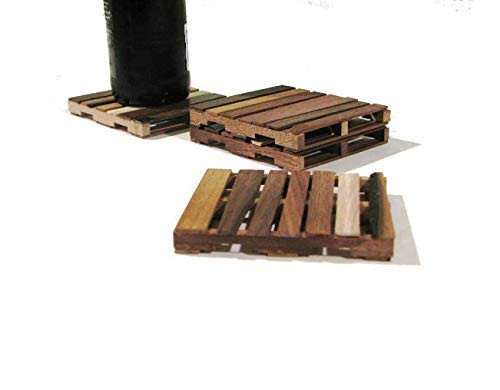 Walnut Wood Pallet Coasters, Wood Drink Coasters Gift Set of 4 Wood Coasters made from Walnut