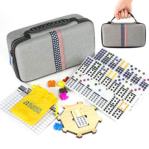 Mexican Train Dominoes Double 12 Pro Size , Up to 10 Players for Kids Learning Math and Counting  and  Family Entertainment Dominoes Borad Game