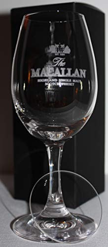 MACALLAN SCOTCH WHISKY GLENCAIRN COPITA NOSING GLASS WITH WATCH GLASS COVER
