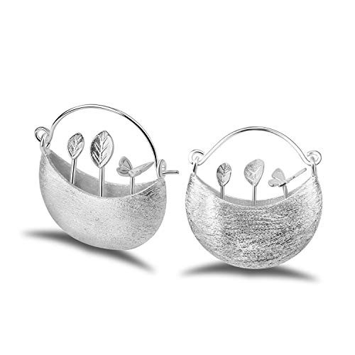 Lotus Fun S925 Sterling Silver Drop Earrings My Little Garden Dangle Earring for Women and Girls, Handmade Unique Jewelry (Silver) Lotus Fun S925 Sterling Silver Drop Earrings My Little Garden Dangle Earring for Women and Girls, Handmade Unique Jewelry (Silver)