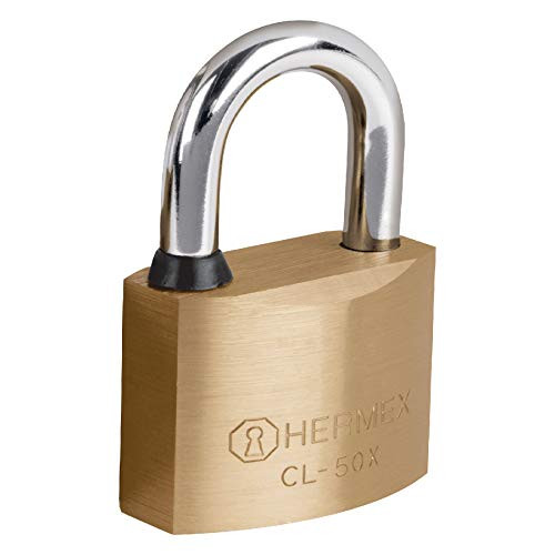Brass padlock, 50mm, short hook, key tetra, blister