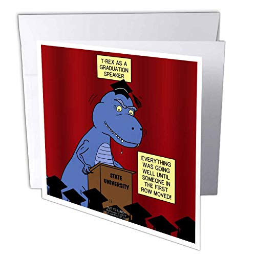 3dRose Greeting Card T-Rex As a Graduation Speaker, 6 x 6" (gc_260990_5)