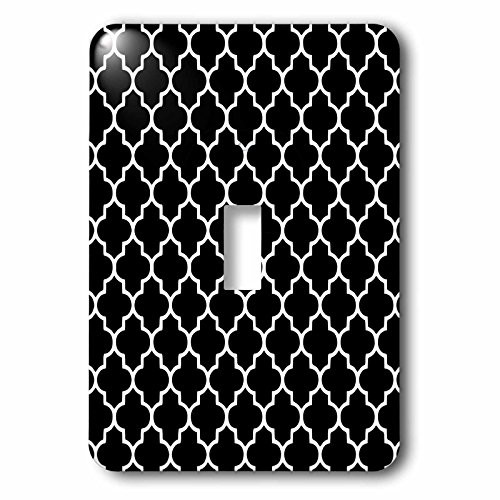 3dRose LLC lsp_120253_1 Black Quatrefoil Pattern - Stylish Moroccan Tile Style - Modern Elegant Geometric Clover Lattice Single Toggle Switch