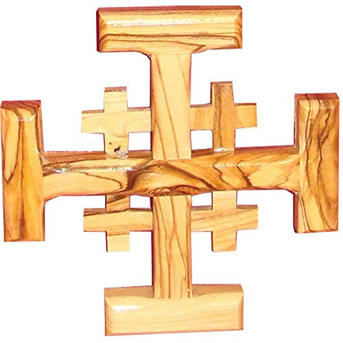 Zuluf Small Jerusalem Hand Carved Olive Wood Cross From Holy Land 10cm - CRS017