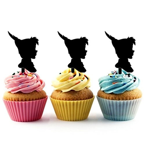 TA0026 Peter Pan Silhouette Party Wedding Birthday Acrylic Cupcake Toppers Decor 10 pcs