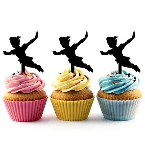 TA0029 Peter Pan Silhouette Party Wedding Birthday Acrylic Cupcake Toppers Decor 10 pcs