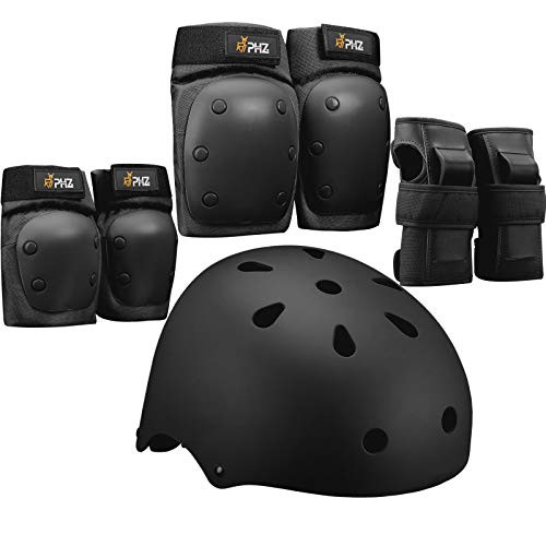 PHZ Kids Youth Bike Helmet, Toddler Helmet Adjustable for Boys Girls, Knee Pads Elbow Pads Wrist Guards Kids Protective Gear Set for Skateboard Bike Roller Skating Cycling Scooter Rollerblade