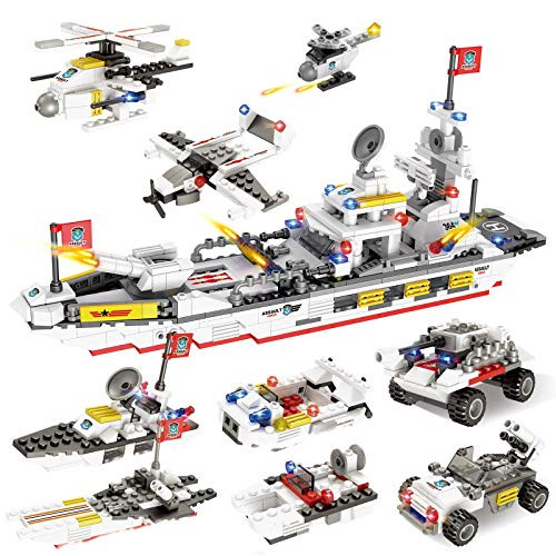 1346 Pieces City Police Missile Patrol Boat Building Blocks Set in 25 Different Models Military Cruiser Battleship Police Car, Tank, Helicopter, with Storage Box Roleplay Toy Gift for Kids Boys 6-12 1346 Pieces City Police Missile Patrol Boat Building Blocks Set in 25 Different Models Military Cruiser Battleship Police Car, Tank, Helicopter, with Storage Box Roleplay Toy Gift for Kids Boys 6-12