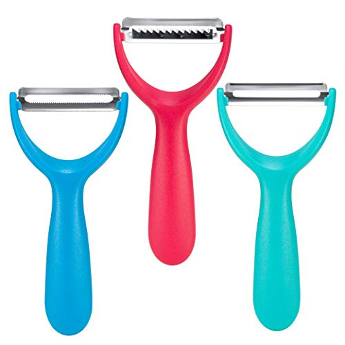 Y Peeler Set of 3 - Caperci kitchen 3-Piece Vegetable Peelers with Julienne, Serrated and Straight Blades