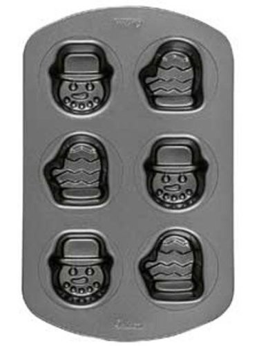 Wilton Holiday 6-Cavity Nonstick Mini Snowman and Mitten Pan