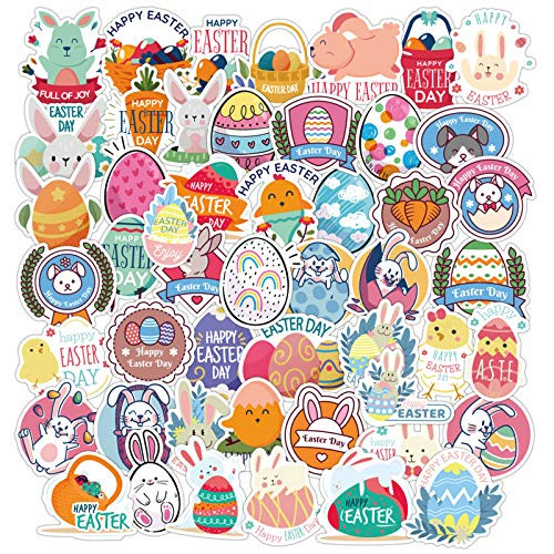 50 Pcs Easter Stickers for Kids  and  Adults Cute Vinyl Waterproof Stickers for Laptop Water Bottle Envelopes Crafts Scrapbooking