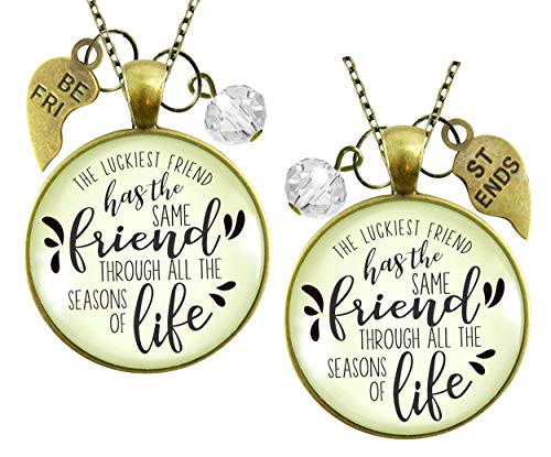 Gutsy Goodness 24" Best Set of 2 Necklaces Luckiest BFF Life Quote Jewelry Gutsy Goodness 24" Best Set of 2 Necklaces Luckiest BFF Life Quote Jewelry