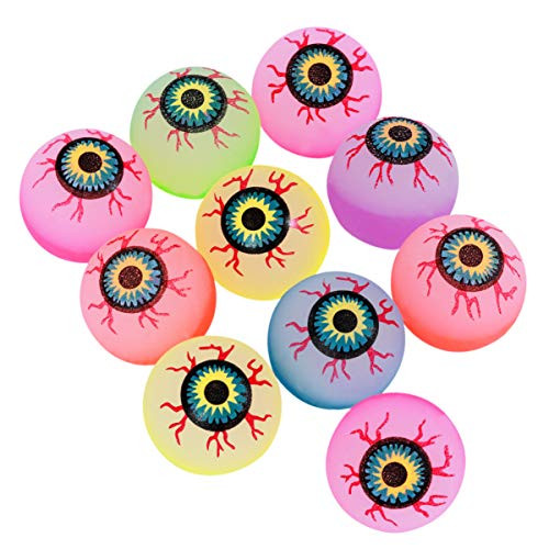 TOYANDONA 10pcs Glow in The Dark Halloween Bouncy Balls 32mm Scary Eye Balls Funny Halloween Party Supplies (Random Color)