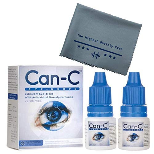 Can-C Lubricant Eye Drops with Antioxidant N-Acetylcarnosine - Effective Solution for Cataracts and Dry Eyes - Natural Eyedrop Ointment Also Includes a Microfiber Multipurpose Cleaning Cloth