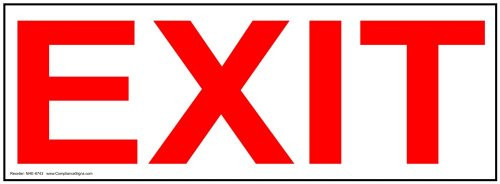 Exit Glow-in-Dark Sign, 14x5 in. Aluminum for Enter/Exit by ComplianceSigns