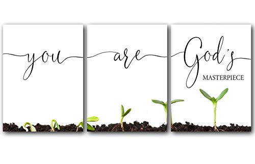 You Are Gods Masterpiece, Unframed, 18 x 24 Inches, Set of 3, Posters, Minimalist Art Typography Art, Bedroom Wall Art, Romantic Wall Decor