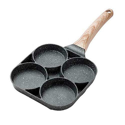 SBOTTON Frying Pans, 4-Hole Omelet Pan for Burger Eggs Ham Pancake Maker Frying Pans Non-Stick No Oil-Smoke Breakfast Grill Wok Cooking Pot,Frying pans2098