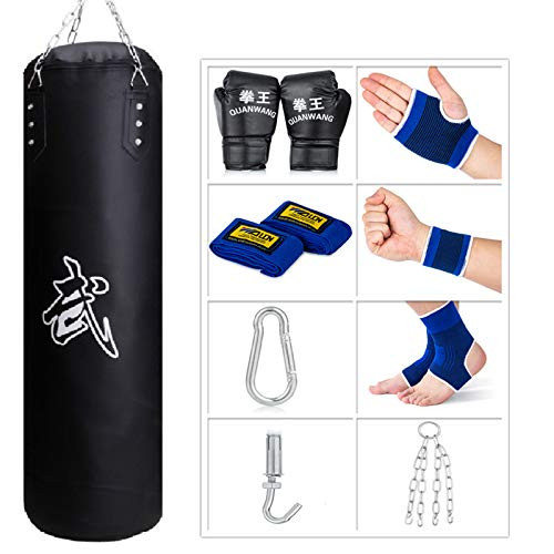 SFEEXUN Punching Bag for Man Women Kids, Indoor/Garden Boxing Bag Unfilled Heavy Bag Set with Punching Gloves, Chain, Ceiling Hook for MMA, Kickboxing, Muay Thai, Karate, Taekwondo SFEEXUN Punching Bag for Man Women Kids, Indoor/Garden Boxing Bag Unfilled Heavy Bag Set with Punching Gloves, Chain, Ceiling Hook for MMA, Kickboxing, Muay Thai, Karate, Taekwondo
