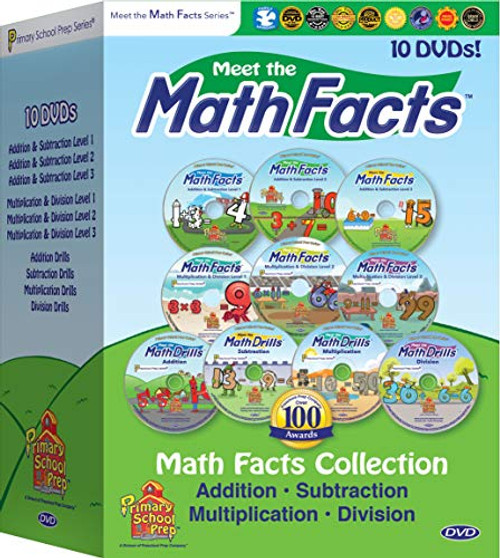 Meet the Math Facts 10 DVD set - addition, subtraction, multiplication  and  division (includes bonus digital book)