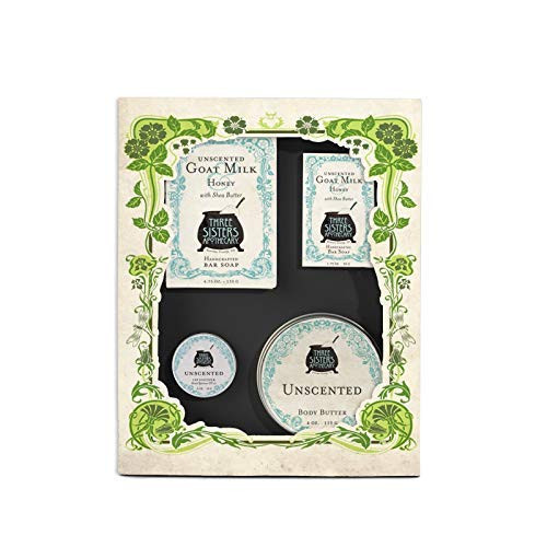 Three Sisters Bath  and  Body Boxed Gift Set Unscented Goatmilk  and  Honey