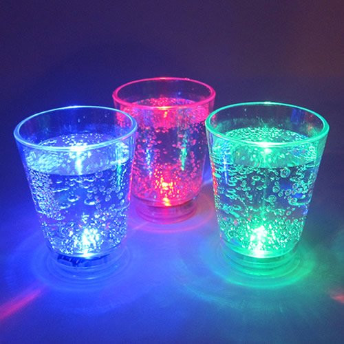 LED Light Up Flashing Shot Glasses (Set of 12) - Liquid Activated Glowing LED Shot Glasses with Flashing LED Lights (Assorted Colors)
