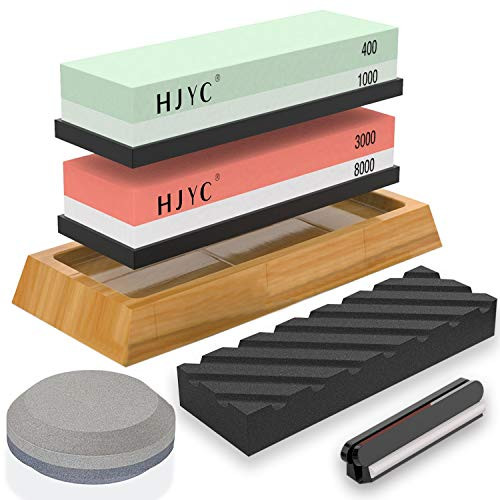 Knife Sharpening Stone Set,Professional 400/1000 Grit Whetstone,3000/8000 Grit Waterstone,Flattening Stone,Axe Sharpening Puck,Non-slip Bamboo Base and Angle Guide,Whetstone Set,Knife Sharpeners Best. Knife Sharpening Stone Set,Professional 400/1000 Grit Whetstone,3000/8000 Grit Waterstone,Flattening Stone,Axe Sharpening Puck,Non-slip Bamboo Base and Angle Guide,Whetstone Set,Knife Sharpeners Best.