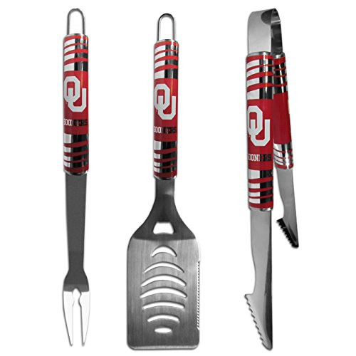 NCAA Siskiyou Sports Fan Shop Oklahoma Sooners Tailgater BBQ Set 3 piece Team Color NCAA Siskiyou Sports Fan Shop Oklahoma Sooners Tailgater BBQ Set 3 piece Team Color