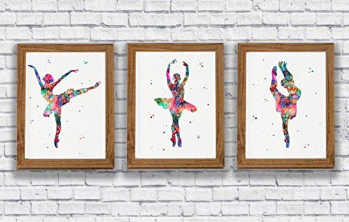 Ballerina Watercolor Print Set Dance Wall Art Girl's Room Wall Decor Ballet Studio Decor Gift For Dancer Ballerina