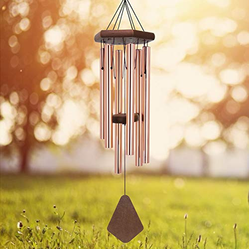 ASTARIN Memorial Wind Chimes Outdoor Deep Tone, 30 Inch Sympathy Wind Chime Outdoor, Weeding Wind-Chime Personalized with 6 Tuned Tubes, Elegant Chime for Garden Patio Balcony and Home, Rose Golden