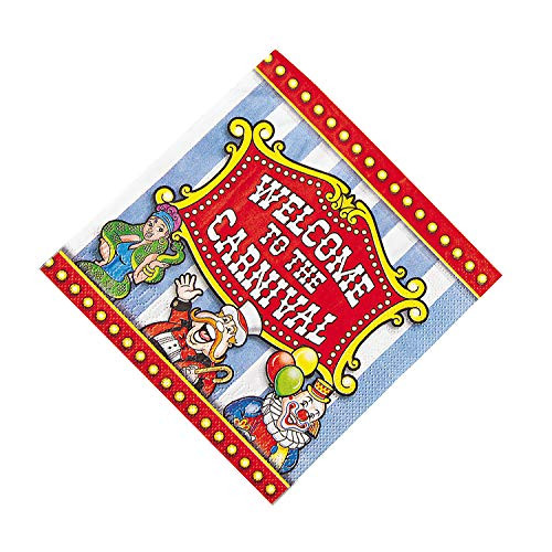 Fun Express - Under The Big Top Luncheon Napkin (16pc) for Birthday - Party Supplies - Print Tableware - Print Napkins - Birthday - 16 Pieces