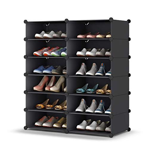 HOMIDEC Shoe Rack, 6 Tier Shoe Storage Cabinet 24 Pair Plastic Shoe Shelves Organizer for Closet Hallway Bedroom Entryway