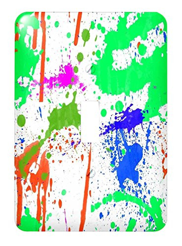 3dRose lsp_204179_1"Print of Neon Paint Splatter On White" Single Toggle Switch Multicolor