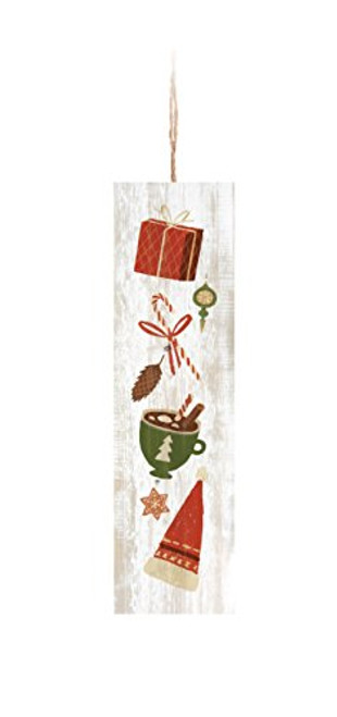 P. GRAHAM DUNN Christmas Icons Vintage Rectangle Whitewash 1.5 x 6 Wood Hanging Christmas Ornament P. GRAHAM DUNN Christmas Icons Vintage Rectangle Whitewash 1.5 x 6 Wood Hanging Christmas Ornament