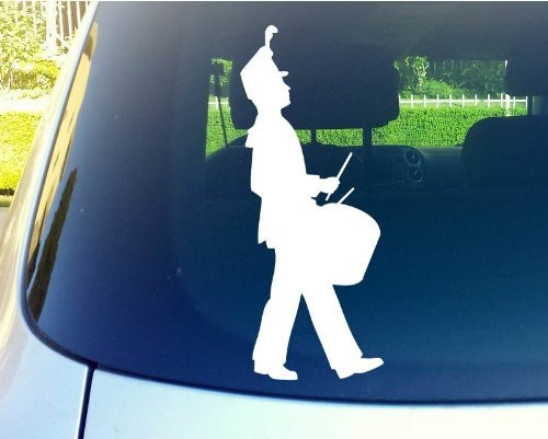 Drummer Marching Band 5" White Vinyl Decal Sticker for Car Automobile Window Wall Laptop Notebook Etc.... Any Smooth Surface Such As Windows Bumpers