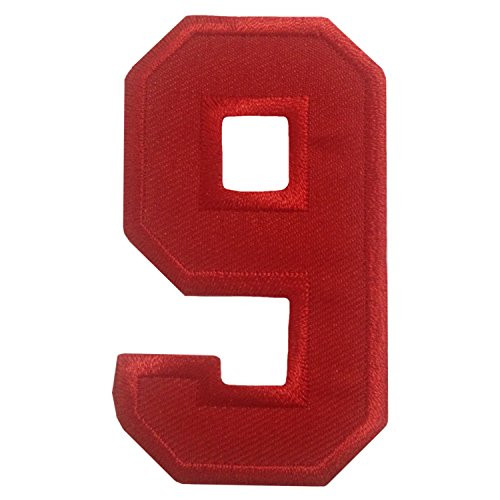 Number 9 Character Iron on Patches Embroidered Red