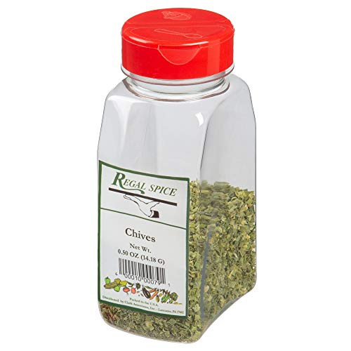 Regal Chopped Chives Seasoning  Dehydrated Chives Spice to Liven Up Your Favorite Dishes with Sweet and Mild Taste Notes (Dried Chive Rings 0.5 oz. Container for Cooking and Flavoring Needs)