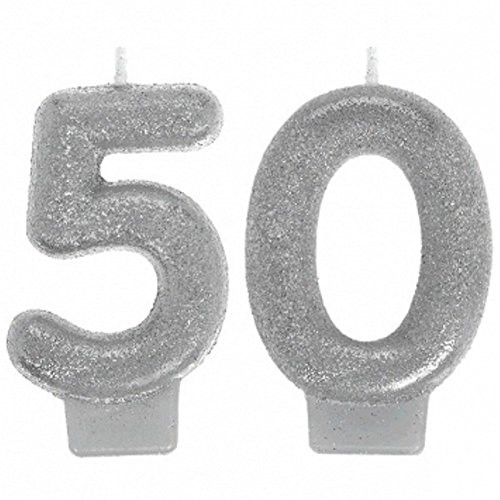 Amscan 170291 Sparkling Celebration 50 Numeral Candles 3" Multicolor