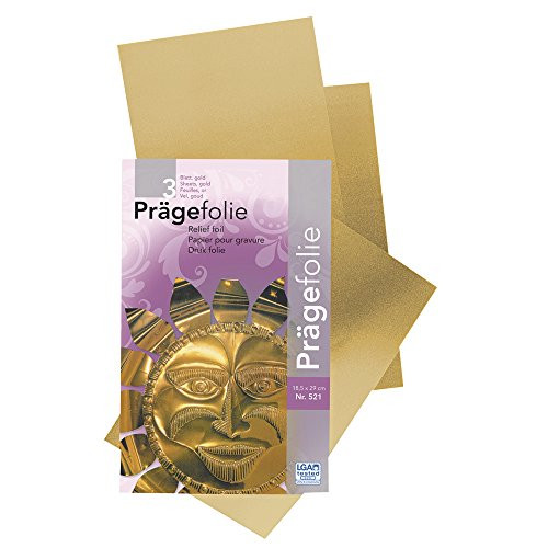 Rayher 8147600 Embossing Foil Folder 18.5 x 29 cm 3 Sheets Gold