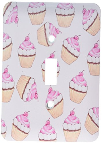 3dRose lsp_183505_1 Print of Cute Pink Cupcake Toss Pattern Single Toggle Switch