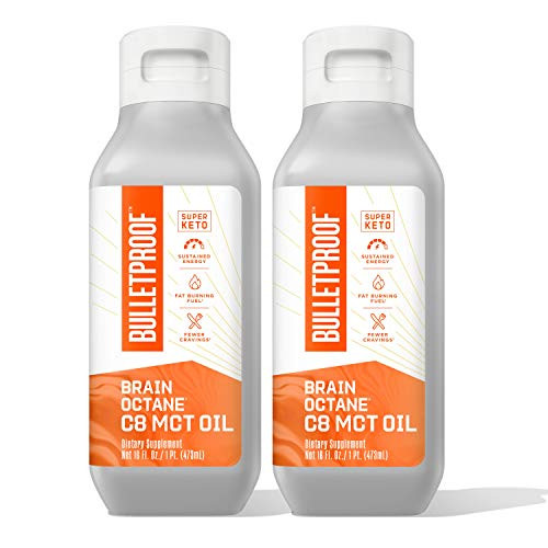 Brain Octane Premium C8 MCT Oil from Non-GMO Coconuts, 14g MCTs, 2 Pack 16 Fl Oz, Bulletproof Keto Supplement for Sustained Energy, Appetite Control, Physical Energy, Non-GMO, Vegan and Cruelty Free Brain Octane Premium C8 MCT Oil from Non-GMO Coconuts, 14g MCTs, 2 Pack 16 Fl Oz, Bulletproof Keto Supplement for Sustained Energy, Appetite Control, Physical Energy, Non-GMO, Vegan and Cruelty Free