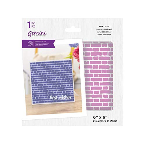 Crafters Companion GEM-EF6-BRI Gemini-6" x 6" Embossing Folder-Brick Layers, Transparent