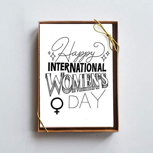 Wunderkid Happy International Women's Day Boxed Set of 8 Cards, For Women Best Friend (Blank inside, Kraft Envelopes)