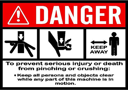 OSHA Danger Pinch Crush Points Decal Sticker Safety Sign - Made in Texas (1, 5 x 7)