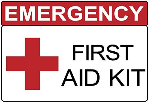 Safety - OSHA - Emergency First Aid Kit Decal Sticker Safety Sign - Made in Texas - (1, 5 x 7)
