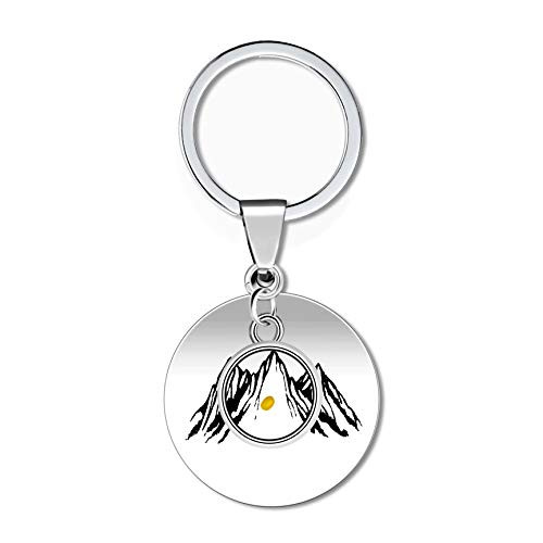 Mountaineering Enthusiast Souvenirs - Stainless Steel Mountain Shaped Keychain with Real Mustard Seed in Round Pendant ZY015 (Platinum Plated) Mountaineering Enthusiast Souvenirs - Stainless Steel Mountain Shaped Keychain with Real Mustard Seed in Round Pendant ZY015 (Platinum Plated)