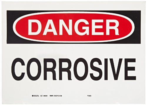 Brady 84368 14" Width x 10" Height B-302 Polyester, Black and Red on White Chemical and Hazardous Materials Sign, Header "Danger", Legend "Corrosive"