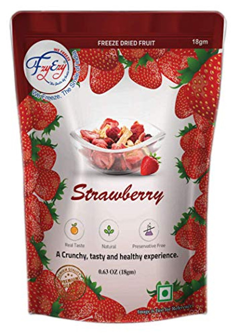 FZYEZY Natural Freeze Dried Strawberry Fruit for Kids and Adults-Camping Vegan Dried Healthy Fruits-Survival Food-Freeze-Dried Fruits Slices-Pantry Groceries dehydrated Snacks- 18gm